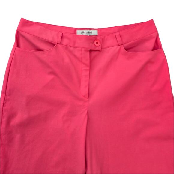 Bright Coral Pink Golf Pants Mimi Collection Stretch Crop Embroidered Size 77 - Picture 9 of 10